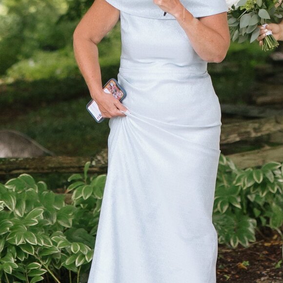 Mother of Bride Dress - Metallic Blue - Altered to size 10 - Picture 2 of 5